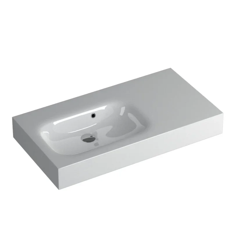 Faeber Infinite S1 Pearl 900mm Left Hand Wall Hung Basin White polished product image - Image 1