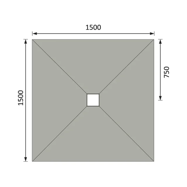 Abacus Elements Shower Tray 15x15 Centre technical drawing - Image 2