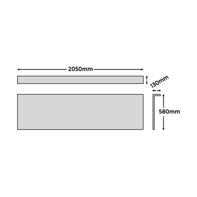 Abacus Elements Bath Panel Ledged 2100mm technical drawing - Image 2