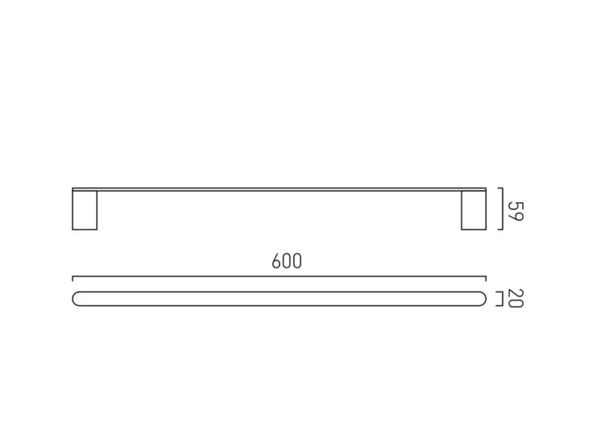 Vado Photon Towel Rail 600mm (24") Chrome technical drawing - Image 2