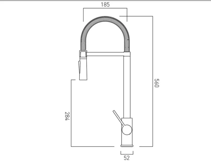 Vado Zoo Professional Mono Kitchen Mixer Deck Mounted Chrome technical drawing - Image 2