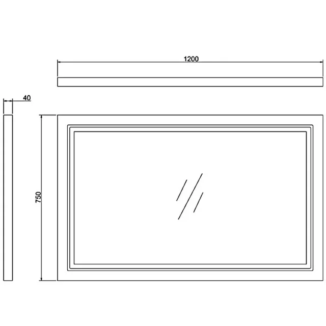 Burlington 1200 Led Mirror - Matt White technical drawing - Image 3