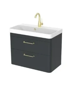 Saneux Hyde 70cm 2 Drawer Wall Mounted Unit - Matte Anthracite