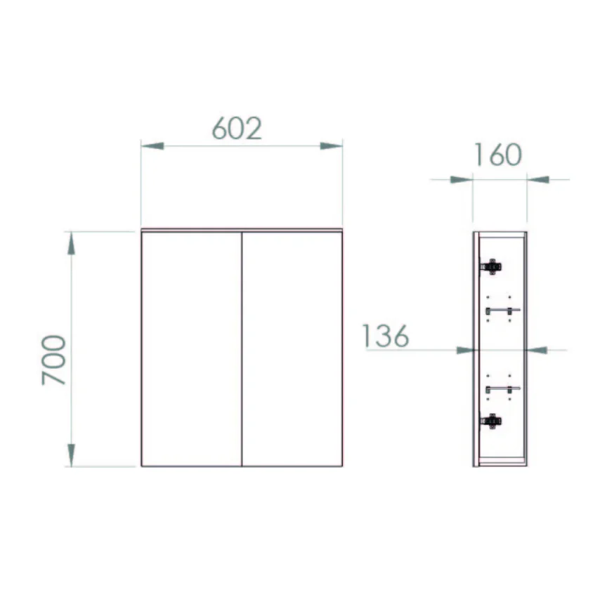Saneux Austen 60cm 2 Door Mirror Cabinet - Gloss White detail view - Image 2