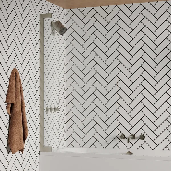 Crosswater Asura 8mm Hinged Bath Screen 900 Brushed Stainless Steel