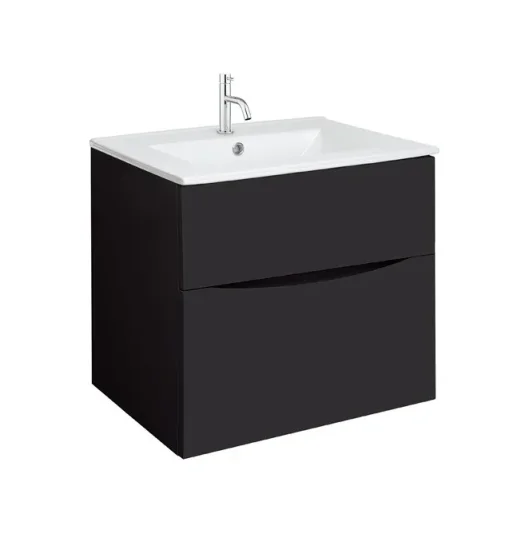 Crosswater Glide Ii 2 Drawer Basin Unit 600 Matt Black product image - Image 1