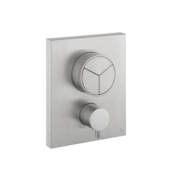 Crosswater Crossbox Push Mpro 3 Outlet Trim & Levers Stainless Steel Effect product image - Image 1