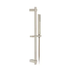 Vado Individual Square Slide Rail Shower Kit With Single-function Shower Handset 600mm Slide Rail And Hose Brushed Nickel