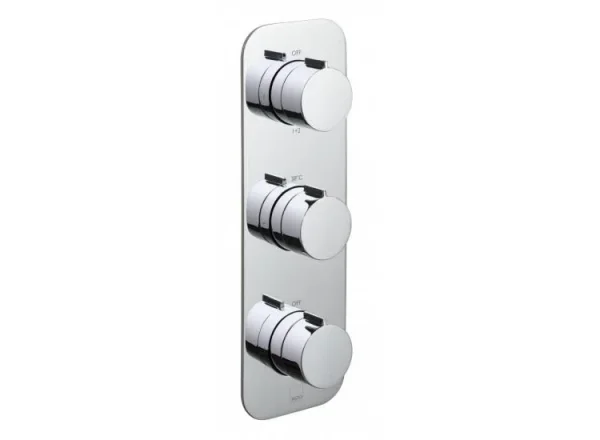 Vado Tablet Altitude 3 Outlet 3 Handle Concealed Thermostatic Valve Vertical Chrome detail view - Image 4