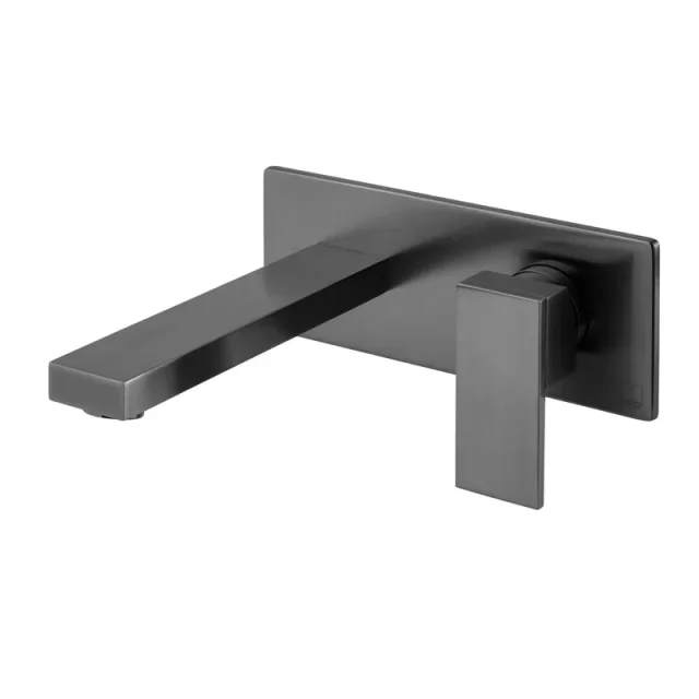 Vado Individual Notion Wall Mounted Single Lever Basin Mixer With Rectangular Backplate Brushed Black product image - Image 1