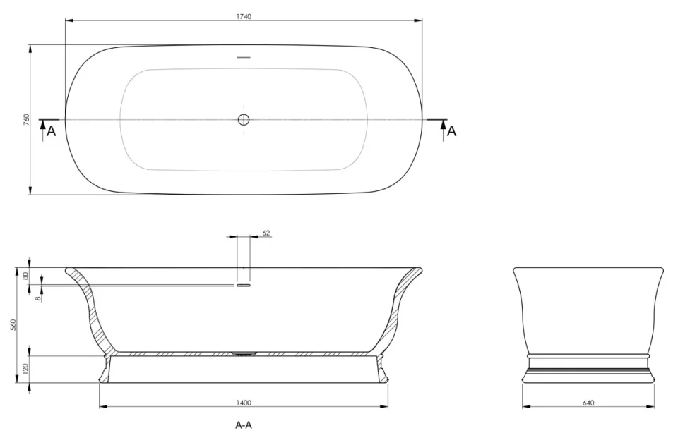Bc Designs Aurelius Bath 1740 X 760 (no Waste) Industrial Grey detail view - Image 2