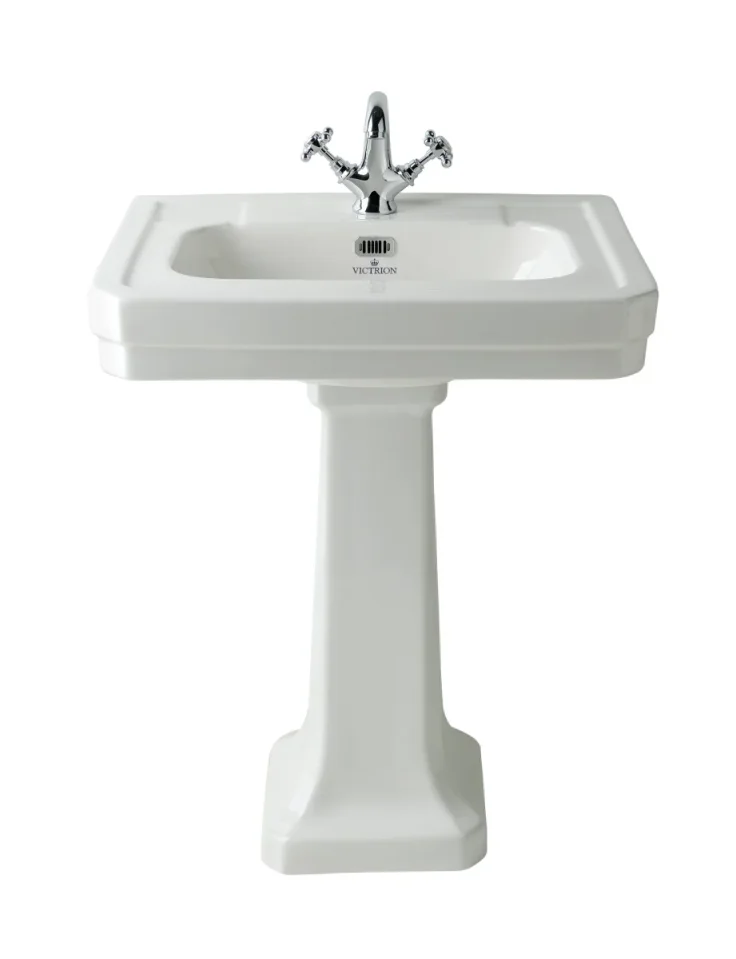 Bc Designs Victrion Pedestal (640mm Basin) White detail view - Image 2