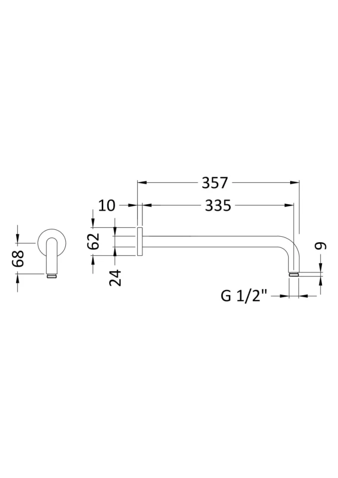 Bc Designs Victrion Straight Wall Shower Arm Copper detail view - Image 2