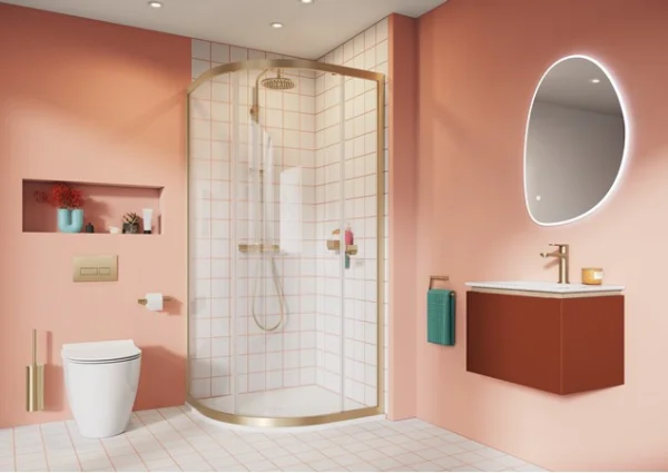 Crosswater Clear 6 Quadrant Single Door 800 Brushed Brass