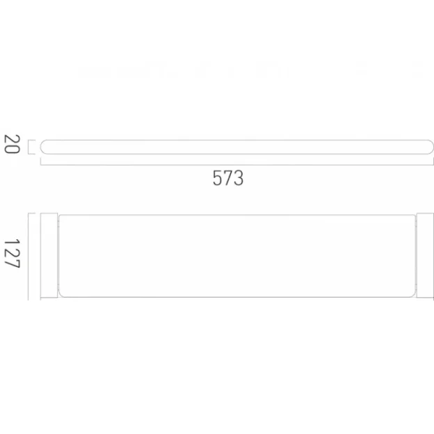 Vado Photon Clear Glass Shelf 573mm (23") Chrome technical drawing - Image 2
