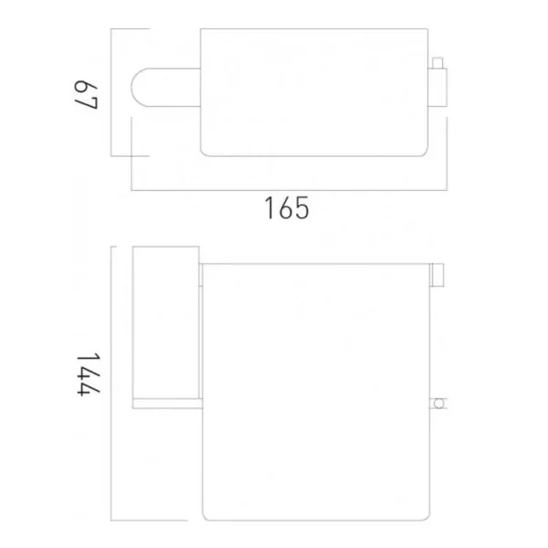 Vado Photon Covered Paper Holder Wall Mounted Chrome technical drawing - Image 2