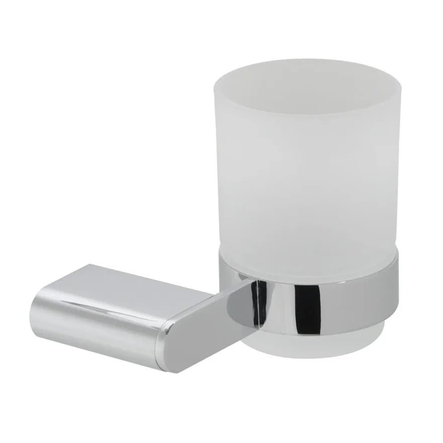 Vado Photon Frosted Glass Tumbler And Holder Wall Mounted Chrome product image - Image 1