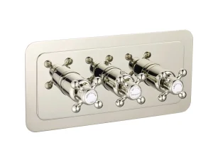Just Taps Grovenor Cross Thermo Concealed 3 Outlet Shower Valve-Horz