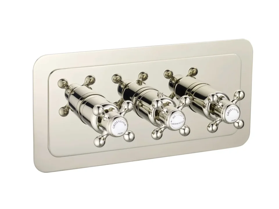 Just Taps Grovenor Cross Thermo Concealed 3 Outlet Shower Valve-Horz product image - Image 1