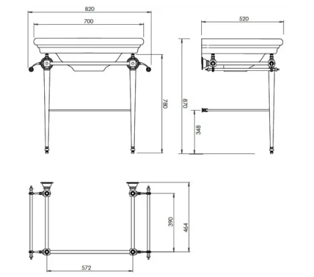 Imperial Etoile Large Basin 3t 700 White technical drawing - Image 4