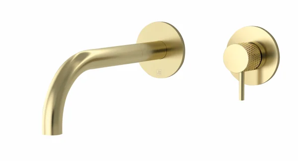 Just Taps Vos Single Lever W/m Basin Mixer Brushed Brass 150mm Slim Spout With Designer Handle