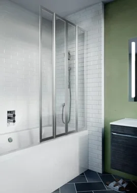 Crosswater Kai 6 Folding Bath Screen 800 Right Silver