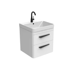 Saneux Hyde 50cm 2 Drawer Wall Mounted Unit - Matte White