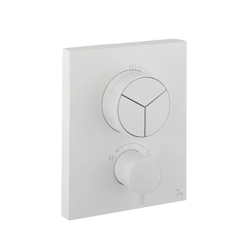 Crosswater MPRO Crossbox Push 3 Outlet Trimset & Handles Matt White product image - Image 1