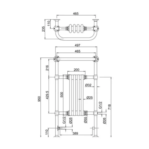 Burlingtonbloomsbury Towel Airer Chrome detail view - Image 2
