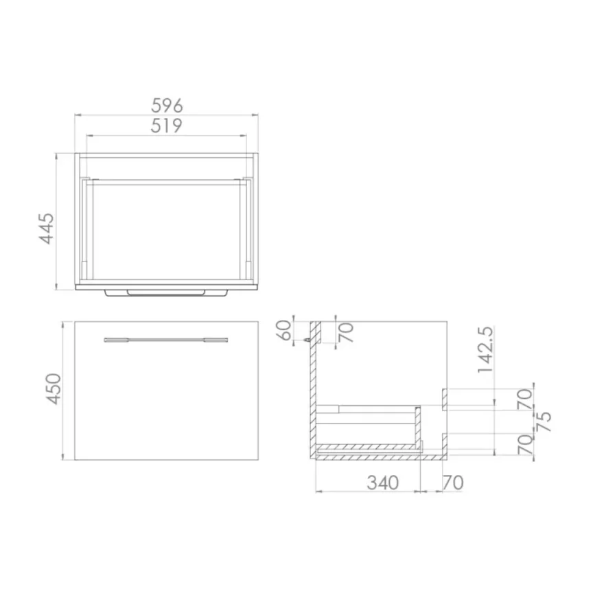 Saneux Austen 60cm 1 Drawer Wall Mounted Unit - English Oak detail view - Image 5