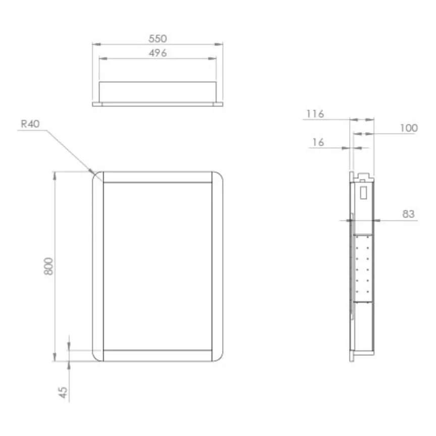 Saneux Hyde 55cm 1 Door Recessed Electric Mirror Cabinet (rh) - Matte White detail view - Image 3