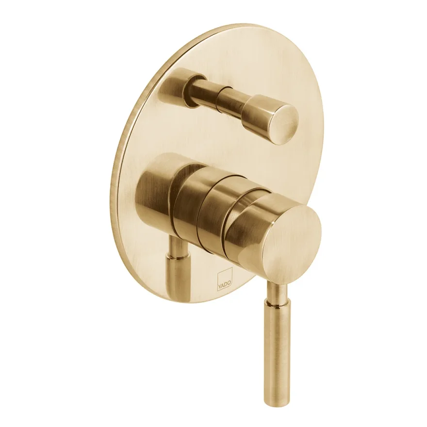 Vado Individual Origins 2 Outlet Concealed Single Lever Manual Valve With Diverter Brushed Gold product image - Image 1