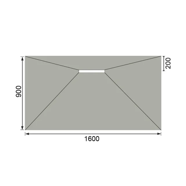 London Showers Em Lin300 Standard Tray 16x9 Offset technical drawing - Image 2