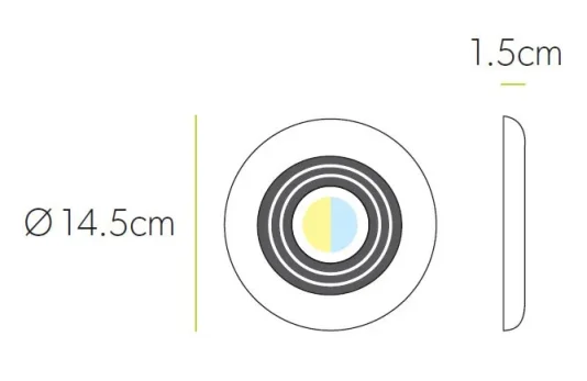 Hib Cyclone Wet Room Inline Fan, White - Warm White Led 14.5 X D1.5cm technical drawing - Image 2