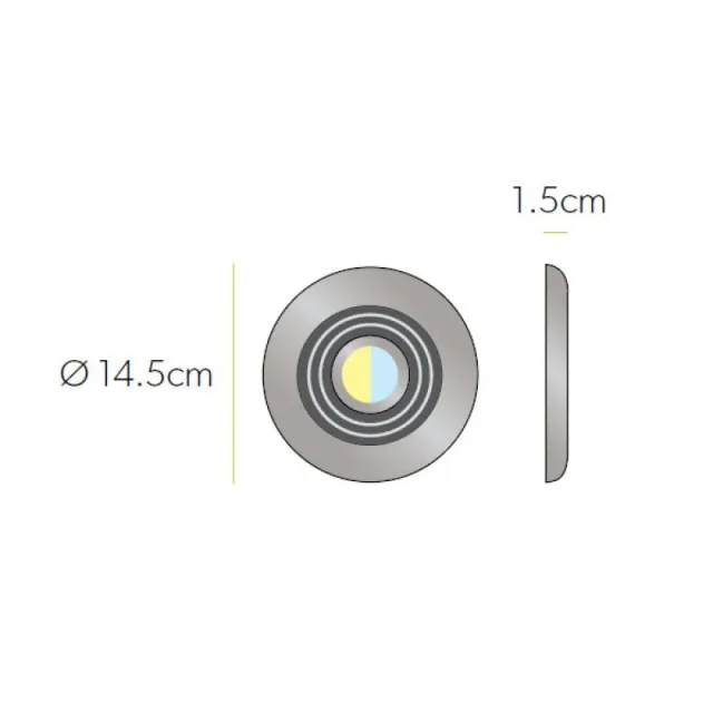 Hib Turbo Inline Fan, Chrome - Warm White Led 14.5 X D1.5cm technical drawing - Image 2