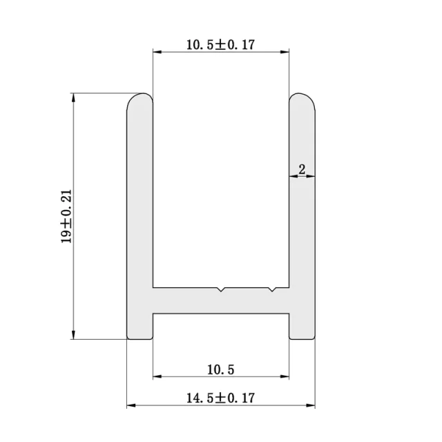 Abacus Glass Surface Channel -10mm Bronze - 1200mm technical drawing - Image 2