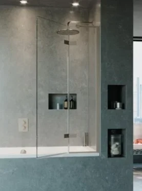 Crosswater Optix 10 Hinged Bath Screen With Inline Panel 90 Right Handed Brushed Stainless