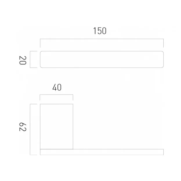 Vado Phase Paper Holder Wall Mounted Chrome technical drawing - Image 3