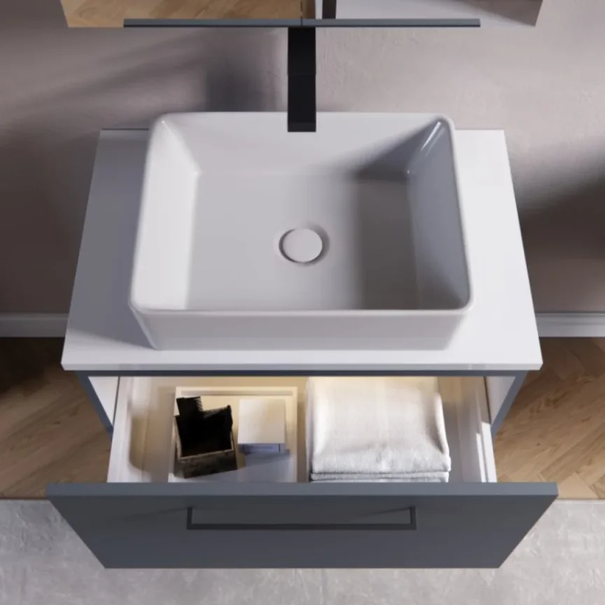 Saneux Austen 60cm Countertop - Matte White detail view - Image 3