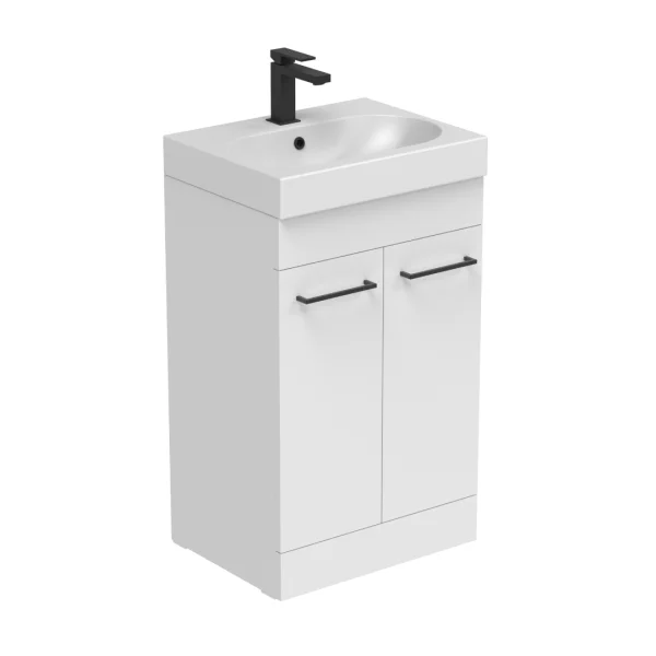 Saneux Austen 50cm 2 Door Floor Standing Unit - Matte White