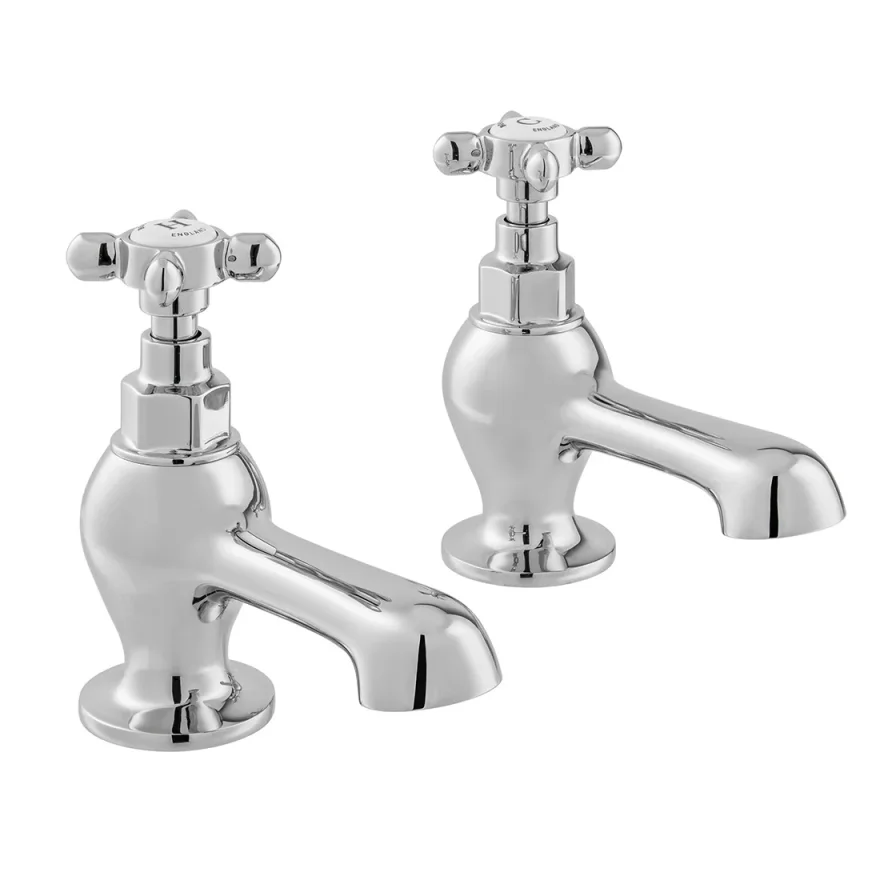 Booth & Co. Bath Pillar Taps Chrome & White product image - Image 1