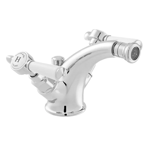 Booth & Co. Mono Bidet Mixer With Pop-up Waste Chrome & White