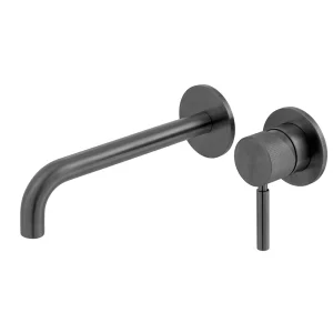 Vado Individual Origins Knurled Slimline 2 Hole Wall Mounted Single Lever Basin Mixer With Knurled Handle Brushed Black