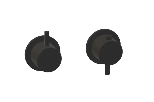 Ava Trend 1 Way 2 Handle Thermostatic Valve W/ Flanges - Brushed Black detail view - Image 2