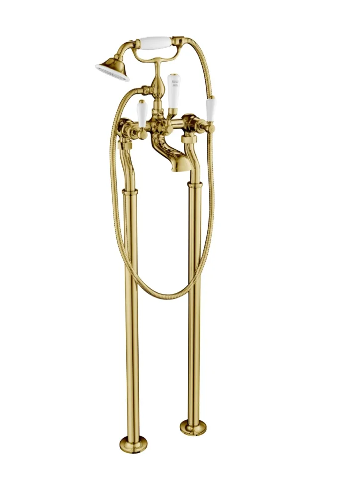 Just Taps Grosvenor Lever Freestanding Bath Shower Mixer With Kit Light Gold product image - Image 1