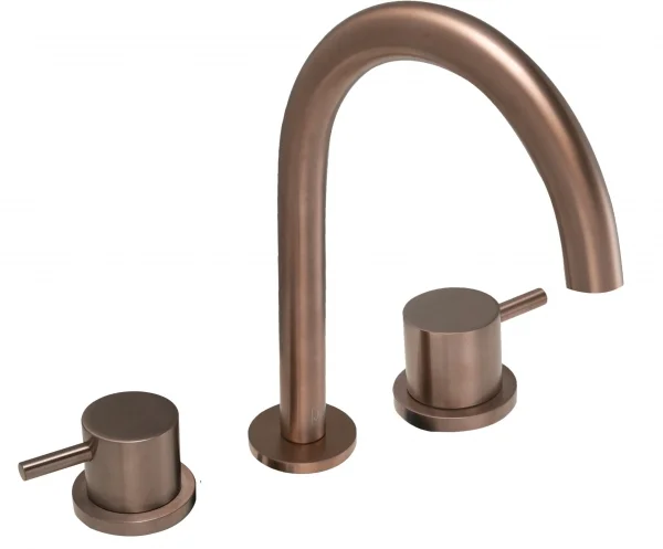 Just Taps Vos 3 Hole Deck Mounted Basin Mixer Tap Brushed Bronze