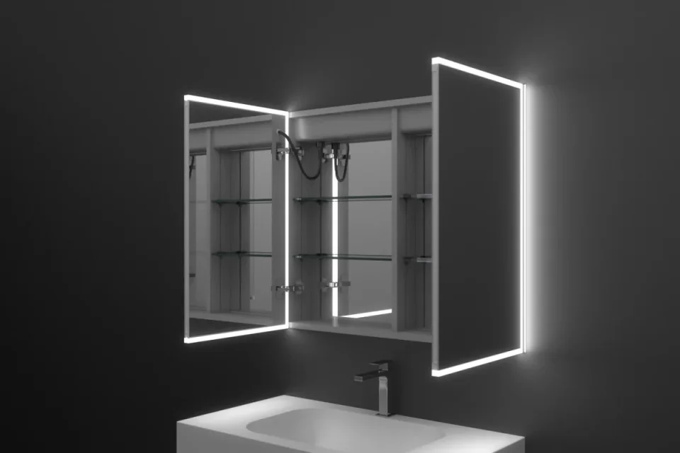 Faeber Edge 900 Led 2 Door Illuminated Mirror Cabinet (recess Compatible) detail view - Image 3