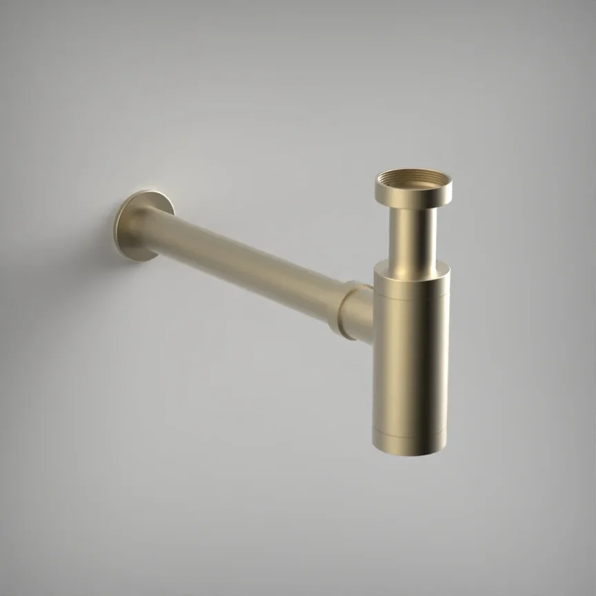 Ava Contemporary Round Bottle Trap - Brushed Brass product image - Image 1