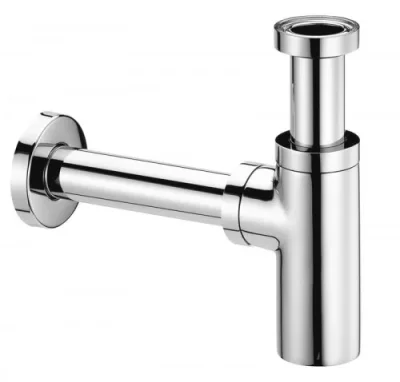 Ava Contemporary Round Bottle Trap - Polished Stainless Steel detail view - Image 2