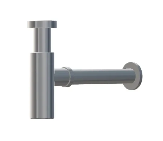 Ava Contemporary Round Bottle Trap - Polished Stainless Steel detail view - Image 3